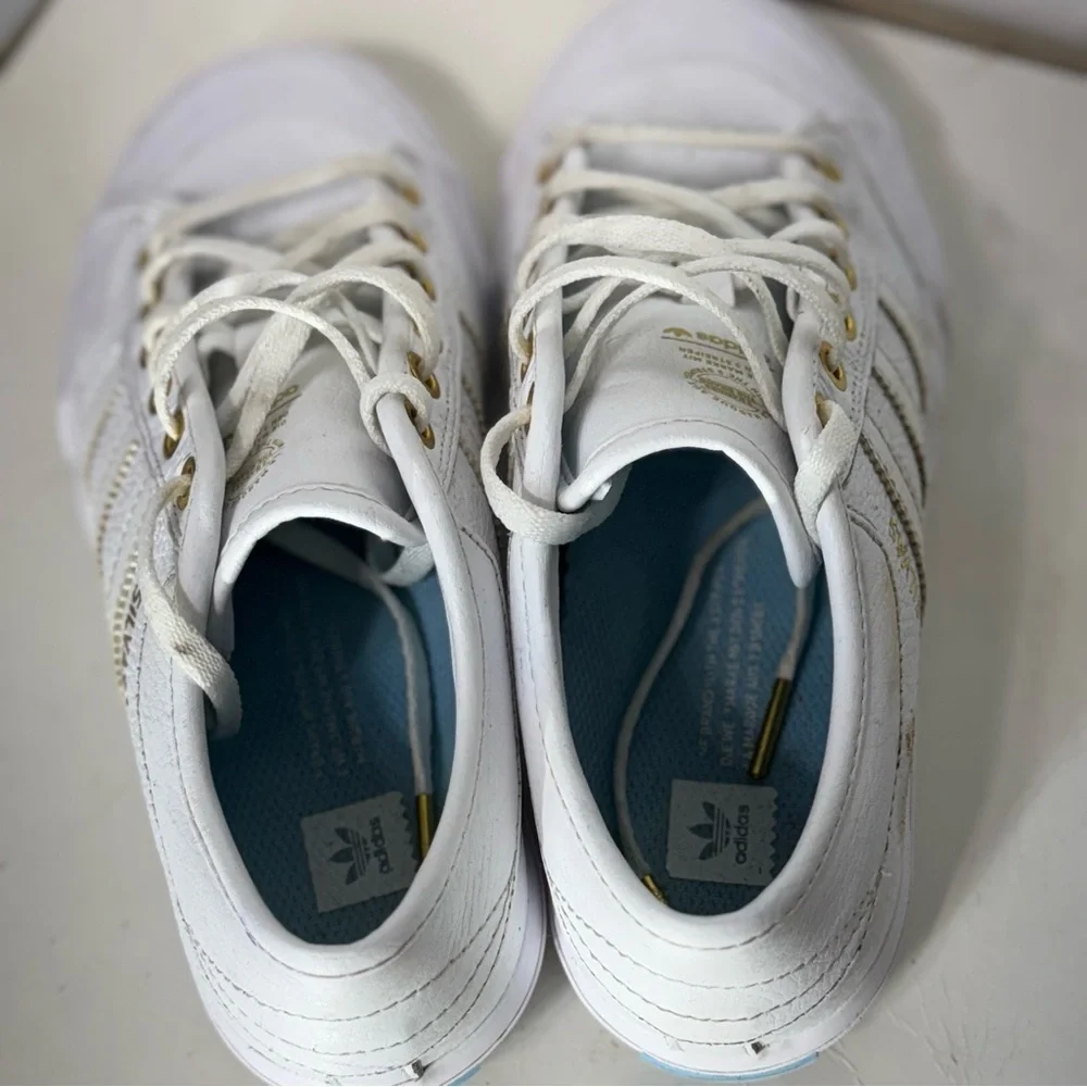 Adidas Silvas Matchcourt White Leather Skate Shoes 5 (W 6.5) Gold Eyelet Accents